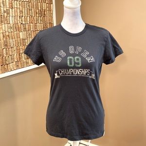 US Open Short Sleeve Tee. Blue- Gray Shade with Green 09